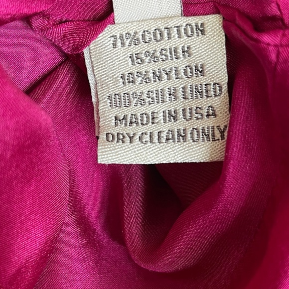 LELA ROSE Fuschia Hot Pink Geometric Textured Flare Dress Size 8 - Picture 12 of 14